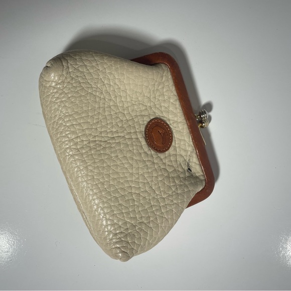 Dooney & Bourke Handbags - Vintage DOONEY & BOURKE TAUPE Kiss-lock Change Coin Purse Canvas Inside Preowned